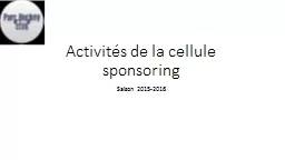 Activités de la cellule sponsoring