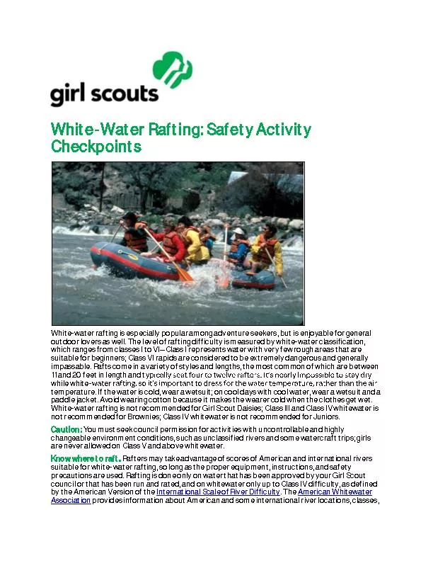 Water Rafting: Safety Activity