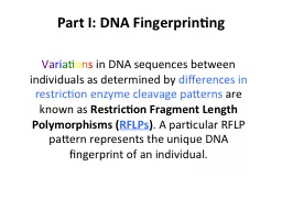 Part I: DNA Fingerprinting