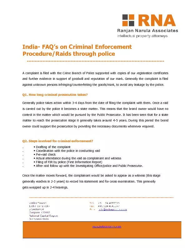 FAQ’s on Criminal Enforcement