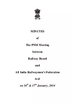 MINUTES of The PNM Meeting between Railway Board and All India Railway