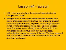 Lesson #4 - Sprawl