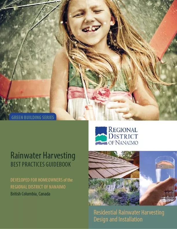 Rainwater HarvestingBEST PRACTICES GUIDEBOOKDEVELOPED FOR HOMEOWNERS o