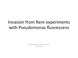 Invasion from Rare experiments with Pseudomonas