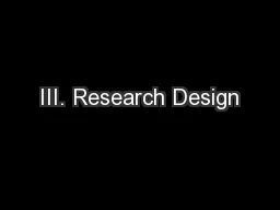 III. Research Design