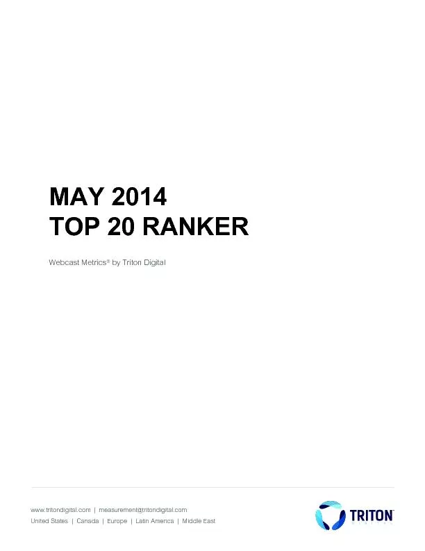 Triton Digital has released its monthly digital audio Top 20 Ranker fo