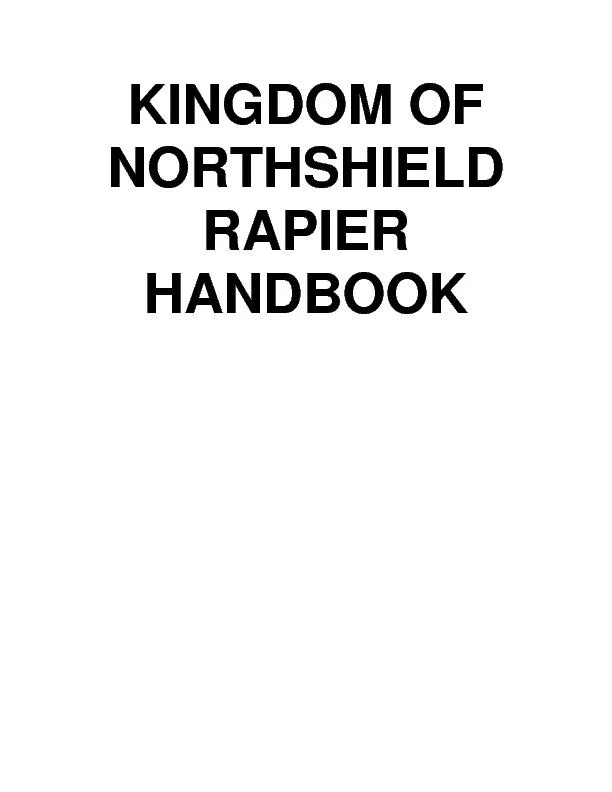 KINGDOM OF NORTHSHIELD  RAPIER HANDBOOK