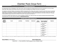 Chamber Music Group Form This form must be submitted to Erik Thorstensen Chamber Music