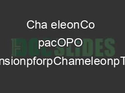 Cha eleonCo pacOPO AutomatedpWavelengthpExtensionpforpChameleonpTiSapphirepLasers Chameleon
