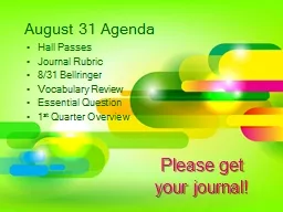 August 31 Agenda