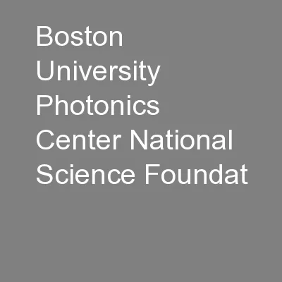 Boston University Photonics Center National Science Foundat