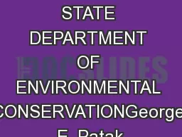 NEW YORK STATE DEPARTMENT OF ENVIRONMENTAL CONSERVATIONGeorge E. Patak