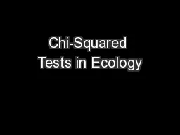 Chi-Squared Tests in Ecology
