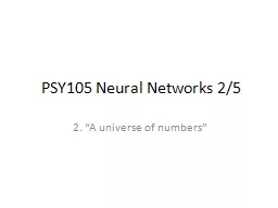 PSY105 Neural Networks 2/5