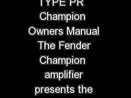THE SOUN THAT CREATES LEGENDS PN  Owner s Manual Champion  TYPE PR   Champion  Owners