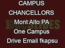 COUNCIL OF CAMPUS CHANCELLORS  Mont Alto PA  One Campus Drive Email fkapsu