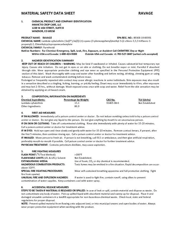 MATERIAL SAFETY DATA SHEET