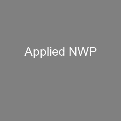 Applied NWP