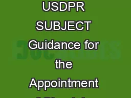 June   Incorporating Change  Effective March   USDPR SUBJECT Guidance for the Appointment