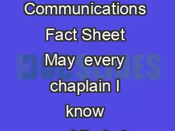 Confidenti al Communications to Navy Chaplain Fact Sheet Confidential Communications Fact