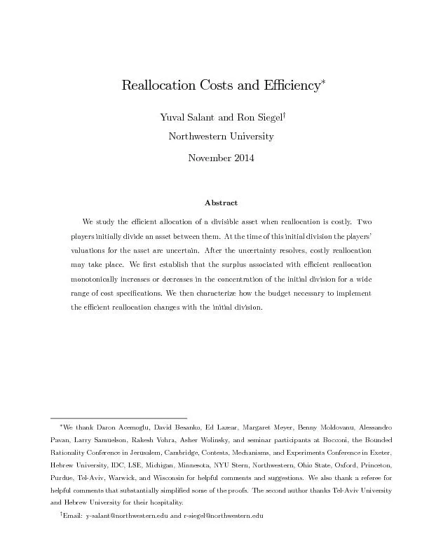 PDF-ReallocationCostsandEciencyYuvalSalantandRonSiegelNorthwesternUniversi