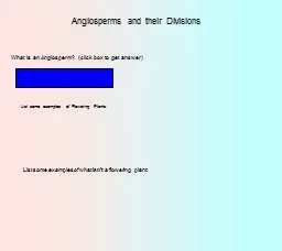 Angiosperms and their Divisions