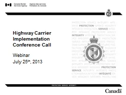 Highway Carrier Implementation Conference Call
