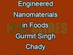 Measurement Methods to Detect Characterize and Quantify Engineered Nanomaterials in Foods