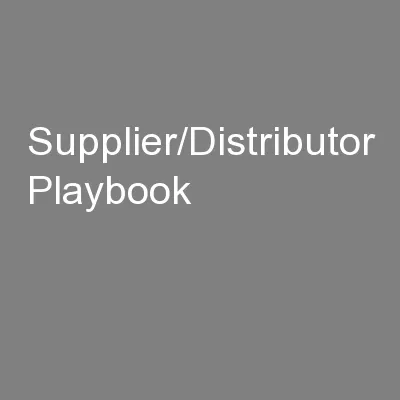 Supplier/Distributor Playbook