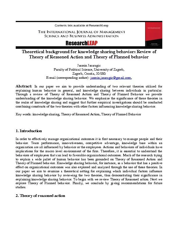 Theoretical background for knowledge sharing behavior: Review of 
...