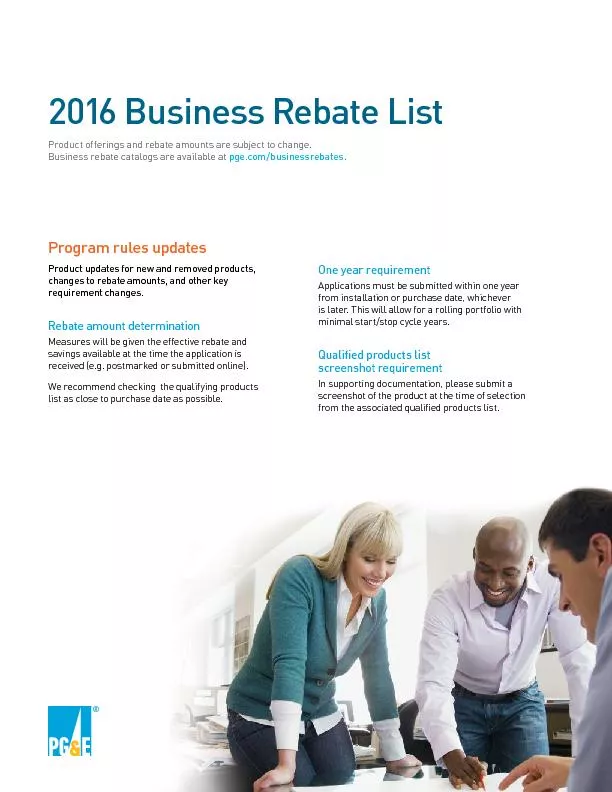 2016 Business Rebate List