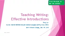 Teaching Writing: Effective Introductions