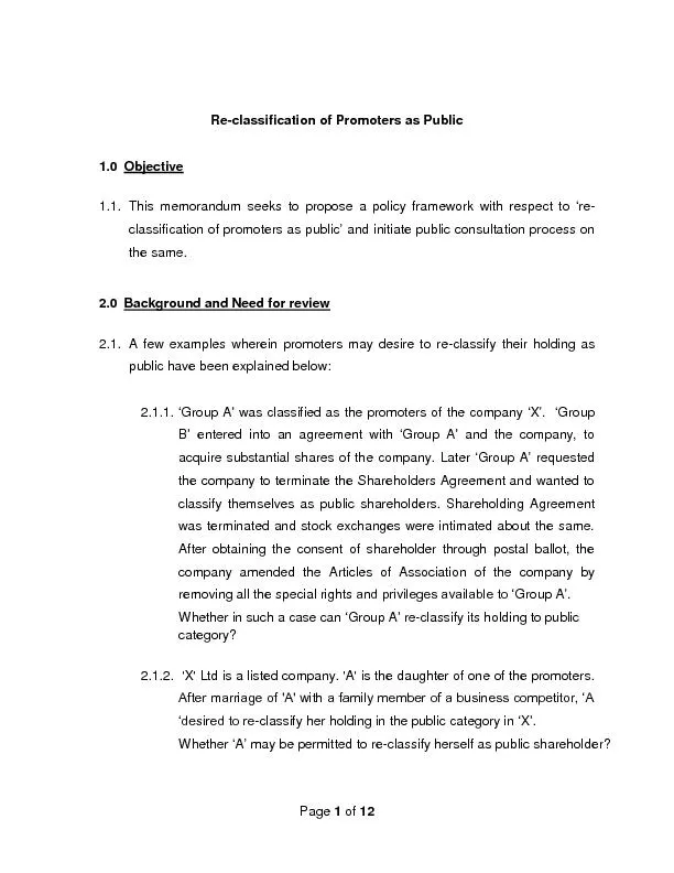 classification of Promoters as Public