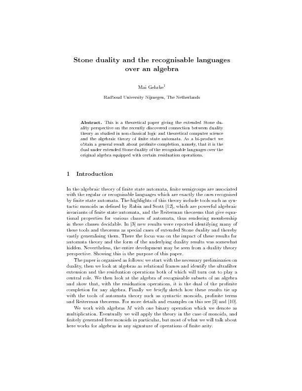 PDF-2Stonedualityandtherecognisablelanguages2PreliminariesondualityInthiss