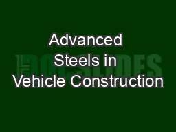 Advanced Steels in Vehicle Construction