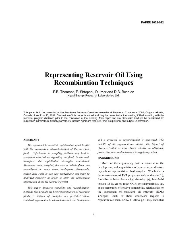 the method for the acquisition of a representative reservoir fluid wou