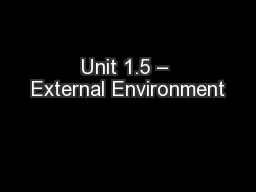 Unit 1.5 – External Environment