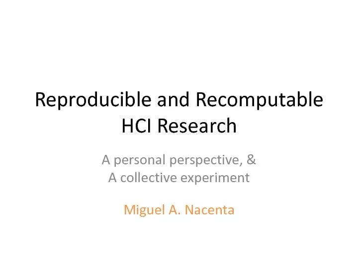 Reproducible and