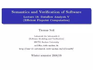 SemanticsandVericationofSoftwareLecture18:Data\rowAnalysisV(EcientFi