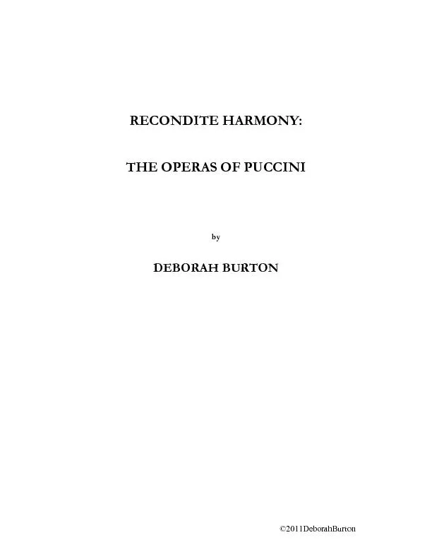THE OPERAS OF PUCCINI       by   DEBORAH BUR