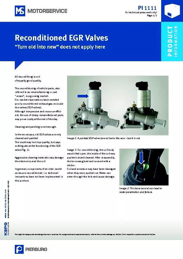 Page 1/2Reconditioned EGR Valves“Turn old into new” does not