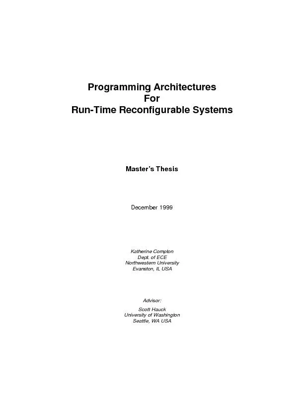 Programming Architectures For RunTime Reconfigurable Systems   Master&