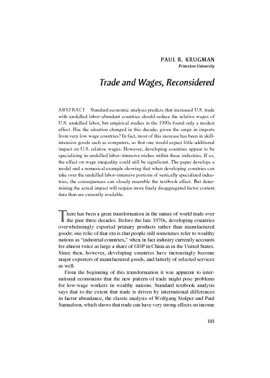 Trade and Wages, Reconsidered