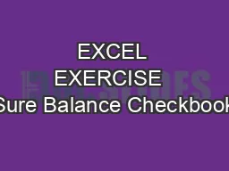 EXCEL EXERCISE  Sure Balance Checkbook