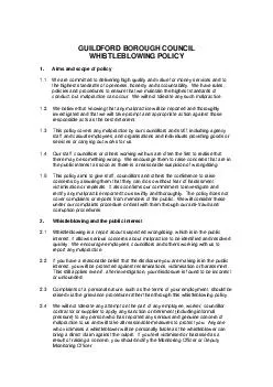 GUILDFORD BOROUGH COUNCIL WHISTLEBLOWING POLICY 1. Aims and scope of p