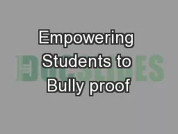 Empowering Students to Bully proof