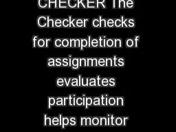 Literature Circles Roles CHECKER The Checker checks for completion of assignments evaluates