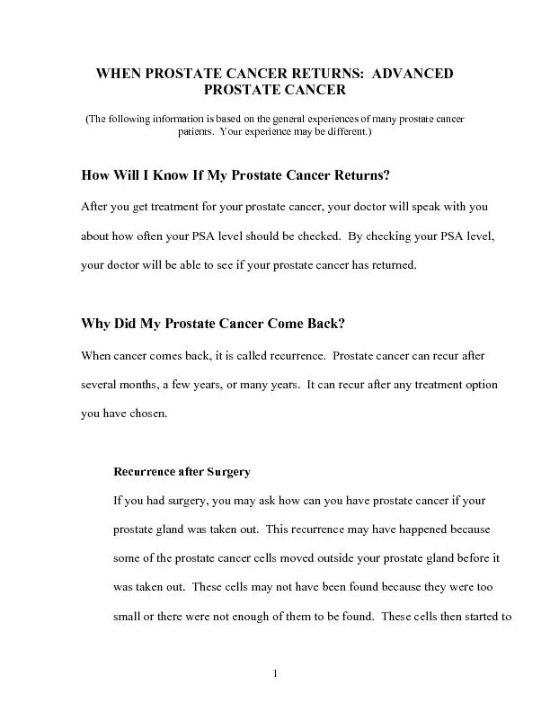 (The following information is based on the gemany prostate cancer pati