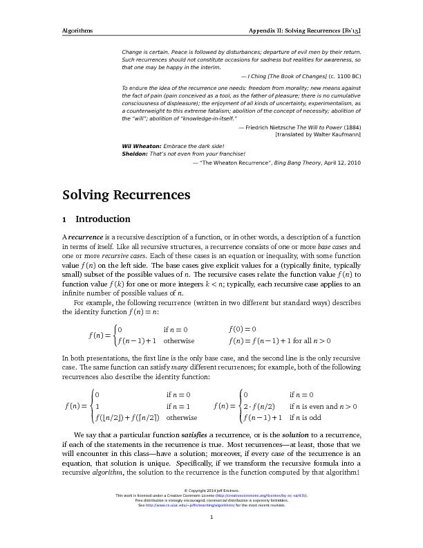 AlgorithmsAppendixII:SolvingRecurrences[Fa'13]