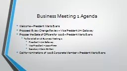 Business Meeting 1 Agenda